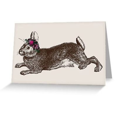Rabbit and Roses greeting card by Eclectic at HeART