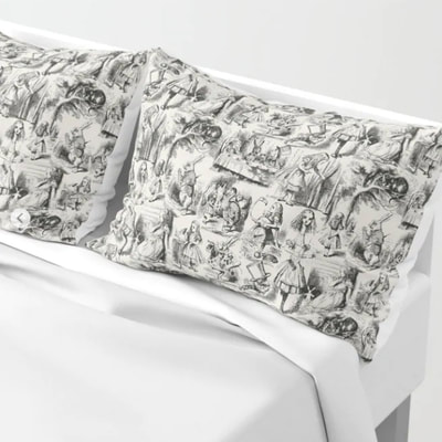 Alice in Wonderland toile de jouy pattern pillow shams, pillow cases, by Eclectic at HeART
