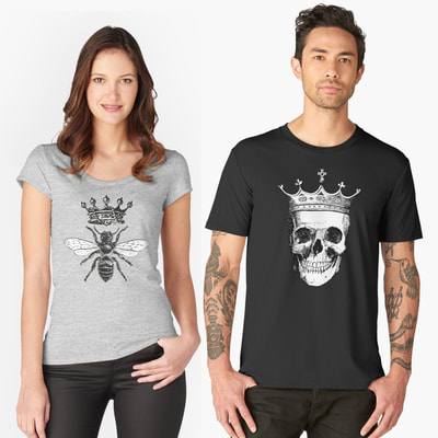 Queen Bee and Skull King T-shirts by Eclectic at HeART