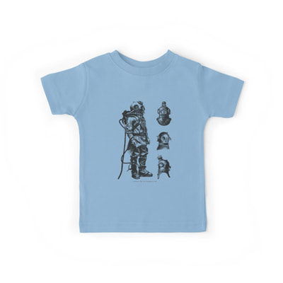 Vintage Deep Sea Diver kid's t-shirts Rabbit Pattern baby one piece with short sleeves by Eclectic at HeART