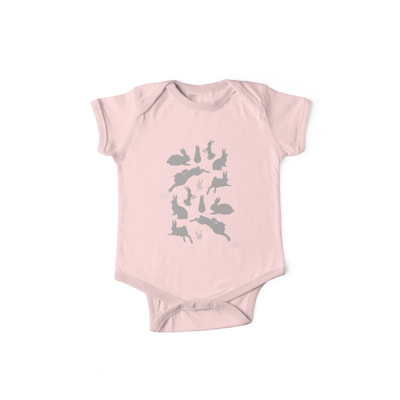 Rabbit Pattern baby one piece with short sleeves by Eclectic at HeART