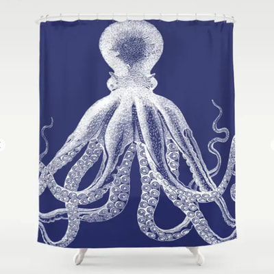 Vintage Octopus shower curtains by Eclectic at HeART