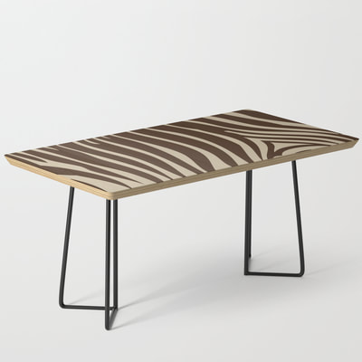 Zebra Stripe Pattern Coffee Table, Chocolate Brown and Beige, by Eclectic at HeART