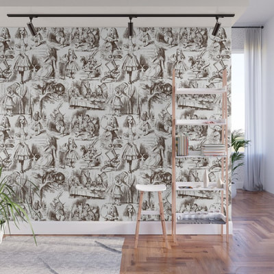Alice in Wonderland toile de jouy wall mural by Eclectic at HeART