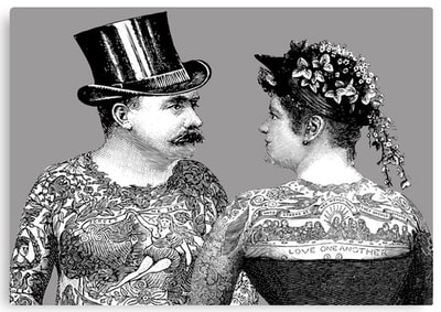 Tattooed Victorian Lovers canvas art print by Eclectic at HeART