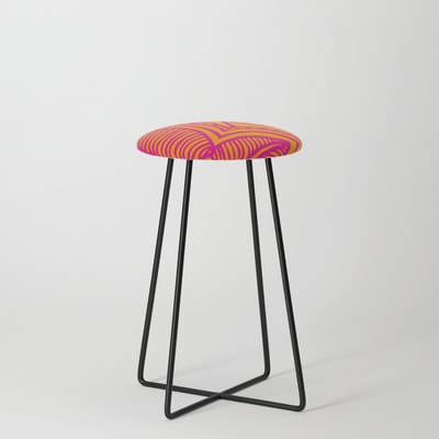 Counter Stool, Pink and Orange floral pattern, by Eclectic at HeART